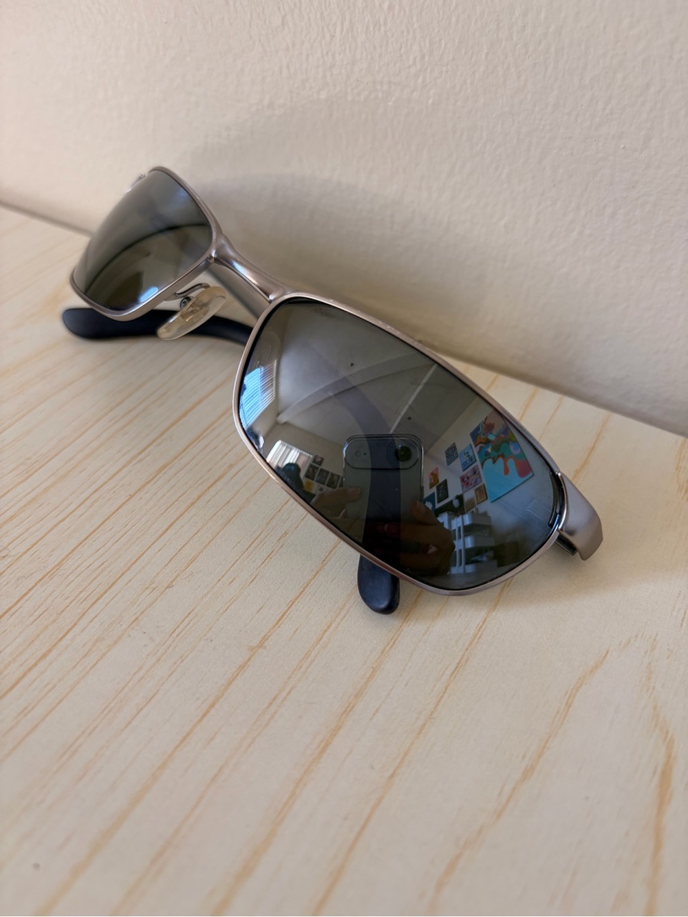 Vintage Ray-Ban Silver Rectangle Sunglasses Y2K Slim Metal Frame - Picture 7 of 7